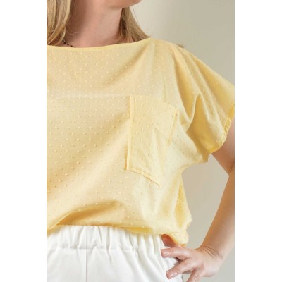 Blusa diritta con tasca •...