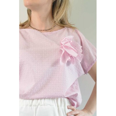 Blusa diritta con spille •...