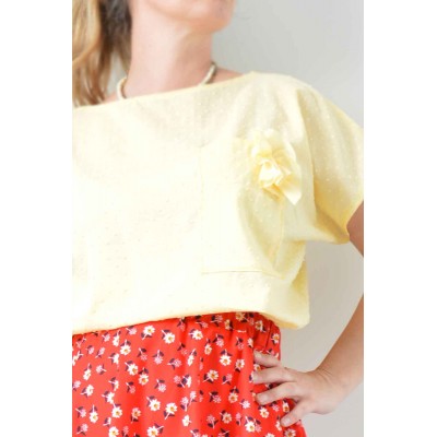 Blusa diritta con tasca e...