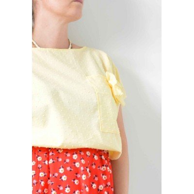 Blusa diritta con tasca e...